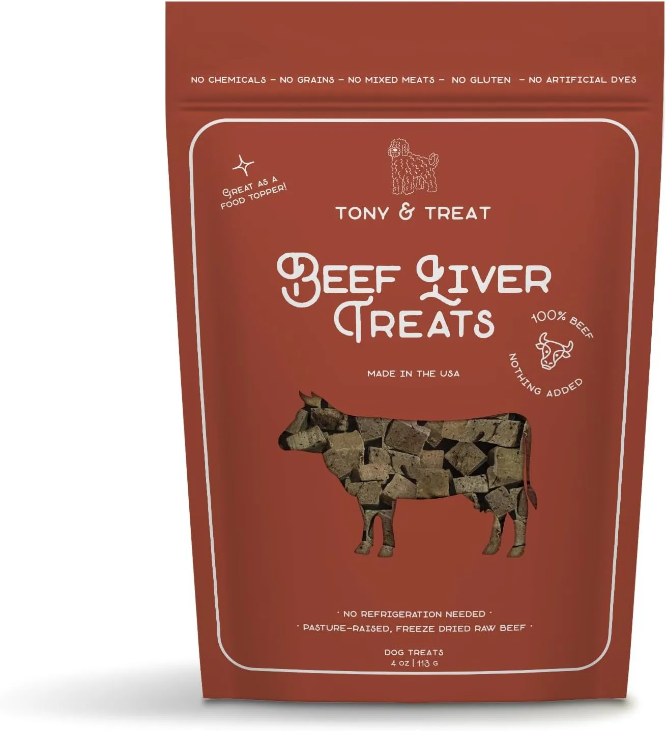Freeze-Dried Beef Liver Dog Treats - Single Ingredient, High-Protein, Grain & Gluten Free, Healthy Snack for Dogs, Made in USA