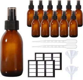Glass Spray Bottles,4oz Refillable Empty Bottle for Hair, Essential Oil,Plants, Cleaning Solutions,Small Fine Mist Spray(12pack)