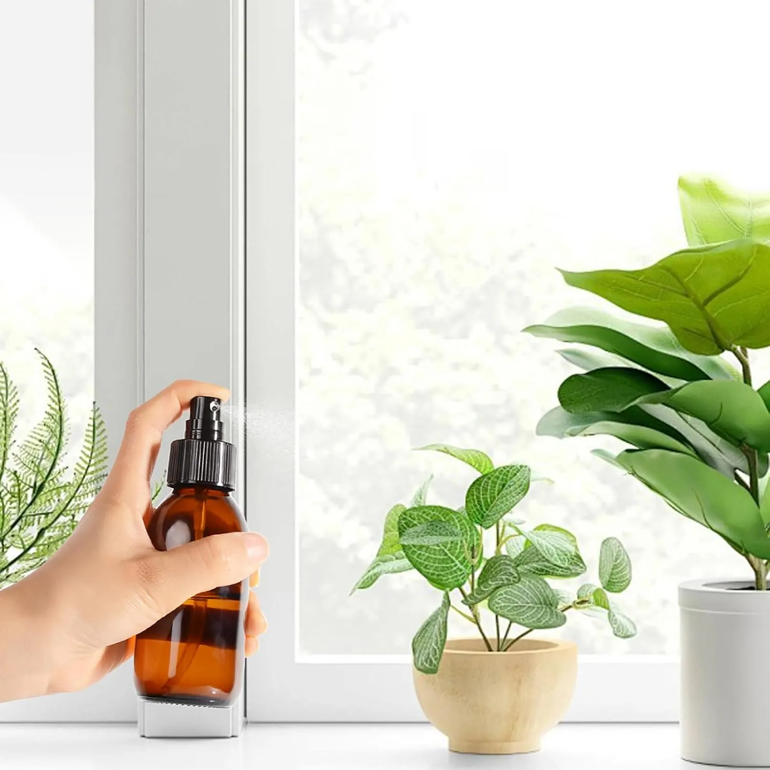 Glass Spray Bottles,4oz Refillable Empty Bottle for Hair, Essential Oil,Plants, Cleaning Solutions,Small Fine Mist Spray(12pack)