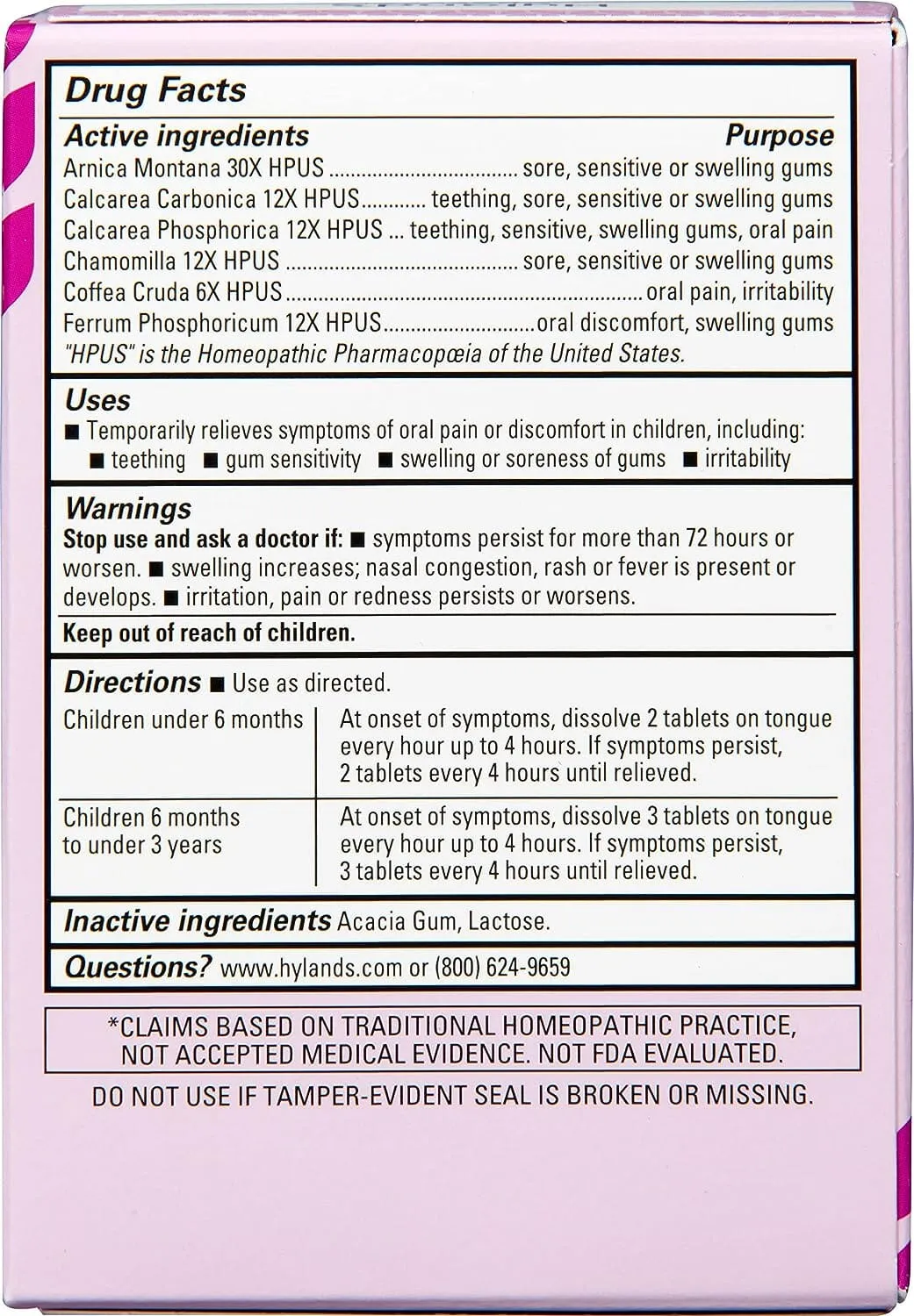 Hyland's Baby Oral Pain Relief Tablets, 125 ct