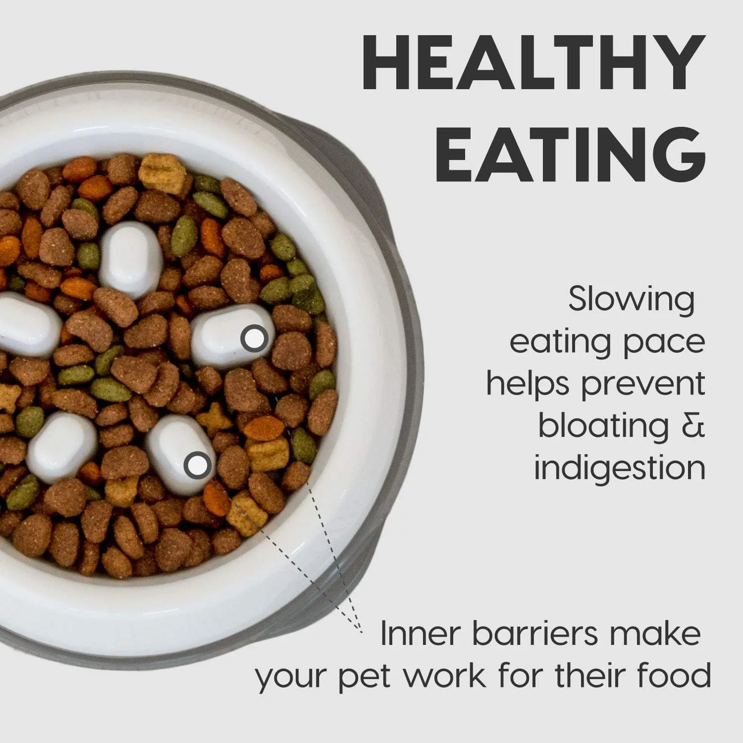 IRIS USA 2 Cups Slow Feeder Dog Bowl, Anti-Choking, Anti-Slip, Easy to Clean, Interactive Puzzle Toy, Healthy Digestion, Long snouted, Dogs Cats & Other Pets, BPA, PVC, Phthalate Free, Beige/Black