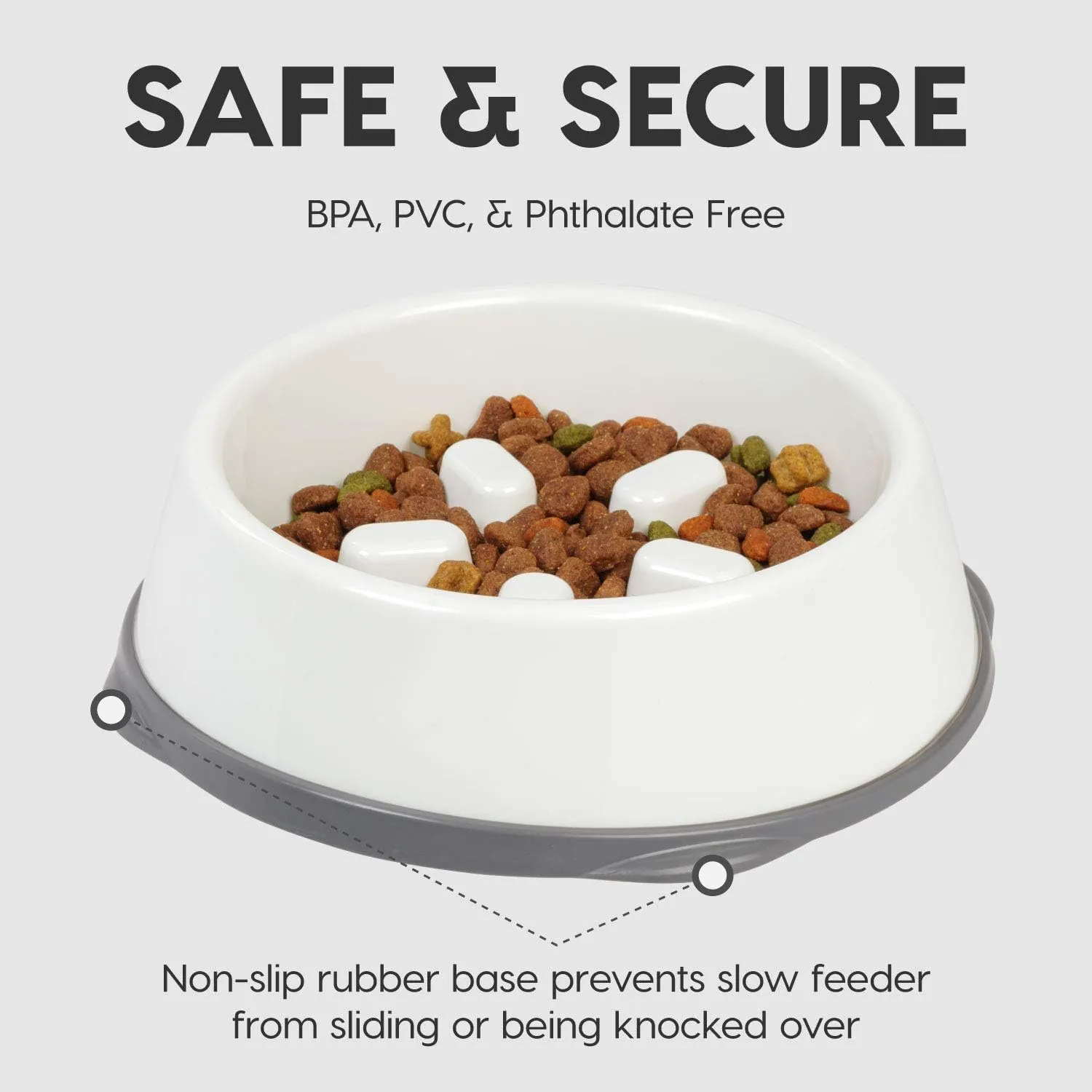 IRIS USA 2 Cups Slow Feeder Dog Bowl, Anti-Choking, Anti-Slip, Easy to Clean, Interactive Puzzle Toy, Healthy Digestion, Long snouted, Dogs Cats & Other Pets, BPA, PVC, Phthalate Free, Beige/Black