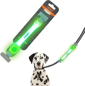 LaRoo Light Up Dog Collar with Nylon Stickers, Universal Glowing Collar Accessories for Leash Harness, Silicone Waterproof Dog LED Flashing Collar Night Outdoor Safety