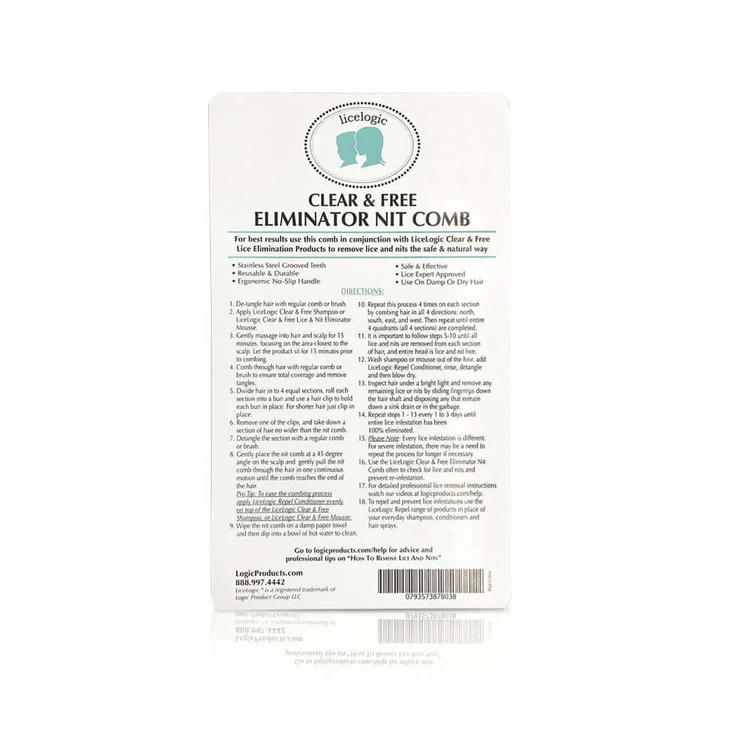 LiceLogic Clear & Free Eliminator Nit Comb