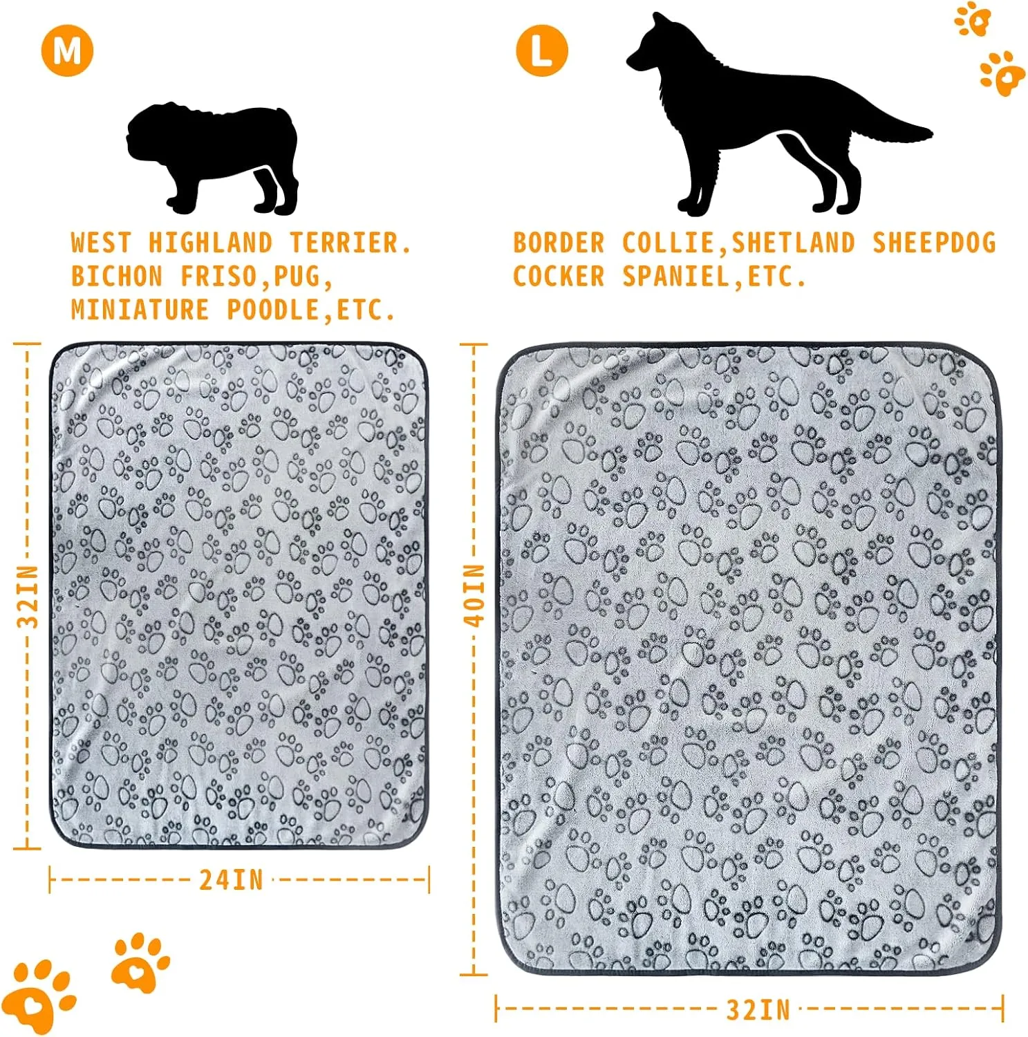 LOKOZ Fleece Blanket for Small Medium Dogs - Washable Puppy Blanket with Cute Paw Print for Bed Couch Protection