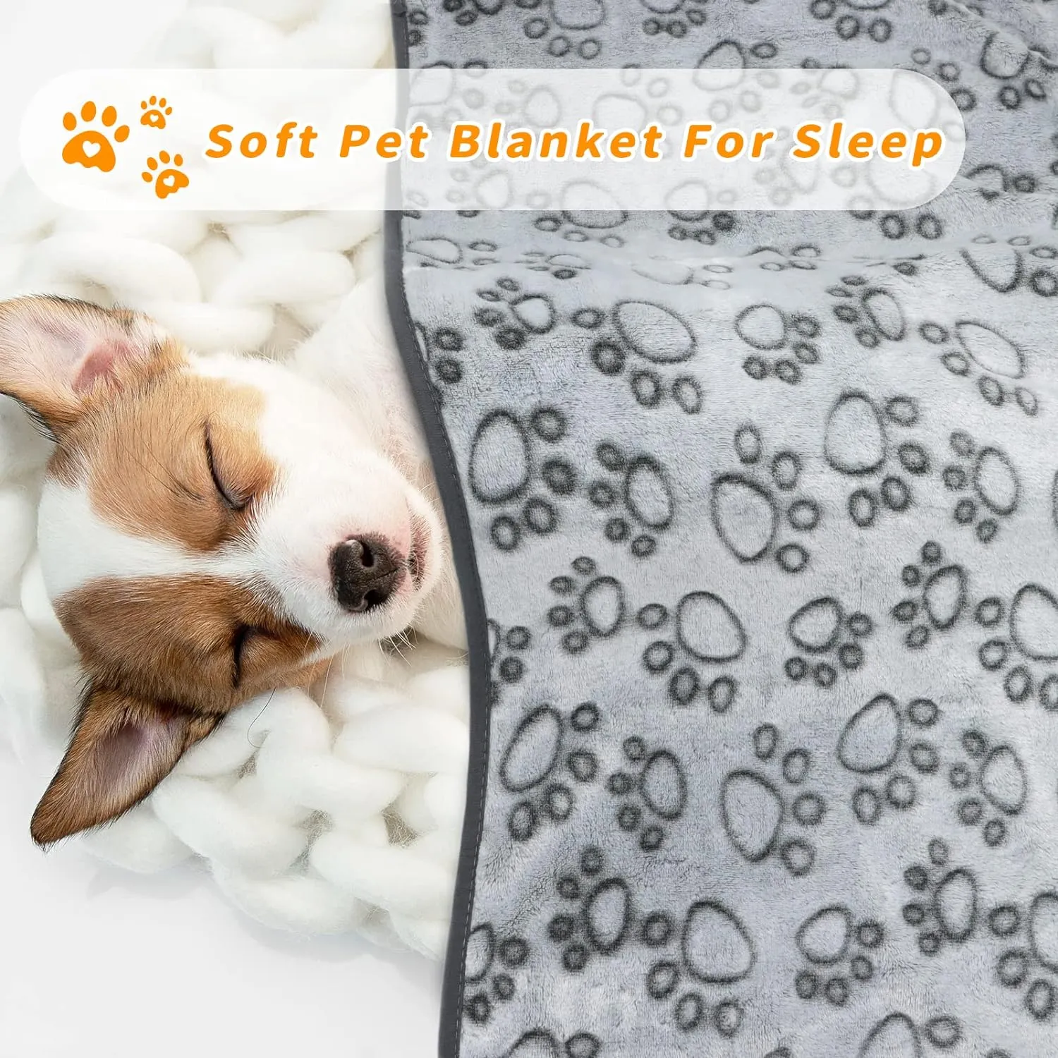LOKOZ Fleece Blanket for Small Medium Dogs - Washable Puppy Blanket with Cute Paw Print for Bed Couch Protection
