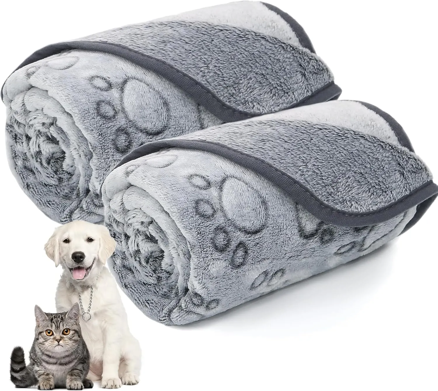 LOKOZ Fleece Blanket for Small Medium Dogs - Washable Puppy Blanket with Cute Paw Print for Bed Couch Protection