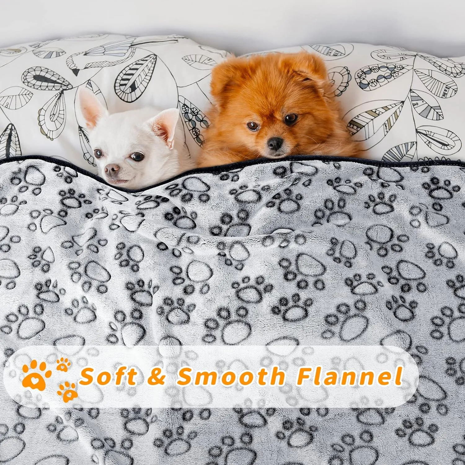 LOKOZ Fleece Blanket for Small Medium Dogs - Washable Puppy Blanket with Cute Paw Print for Bed Couch Protection