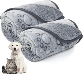 LOKOZ Fleece Blanket for Small Medium Dogs - Washable Puppy Blanket with Cute Paw Print for Bed Couch Protection