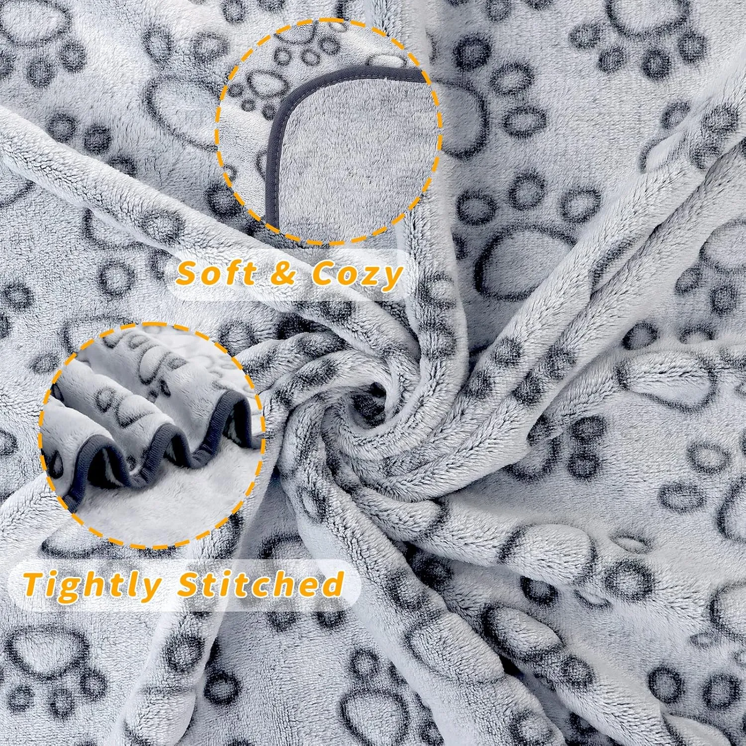LOKOZ Fleece Blanket for Small Medium Dogs - Washable Puppy Blanket with Cute Paw Print for Bed Couch Protection