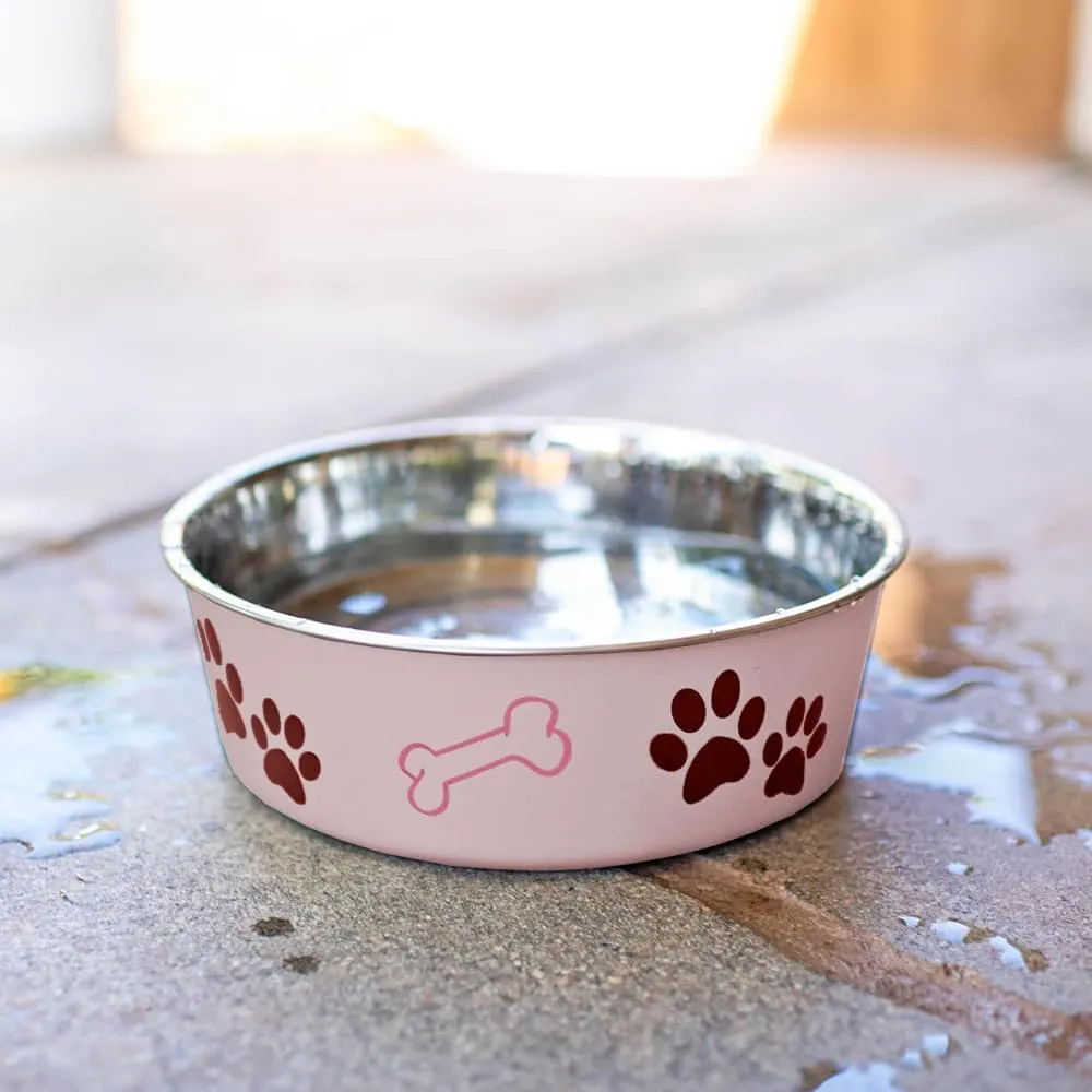Loving Pets Bella Dog Bowls- Stainless Steel Dog & Cat Bowls - Spill Proof Dog Food Bowl, Cat Bowl, Puppy Essentials & Pet Supplies Great for Home & Travel (Large 35-65 lbs, Paparazzi Pink)