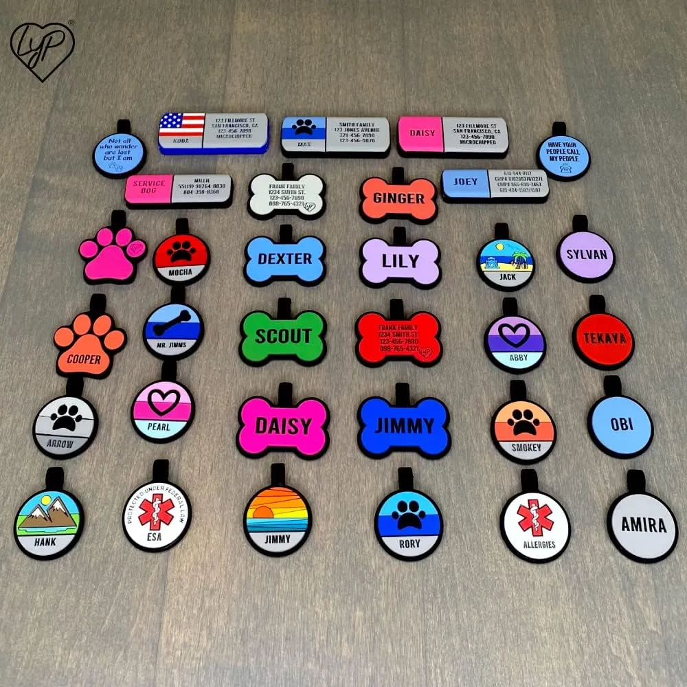 LYP Soundless Slide-On Collar Dog ID Tag - Designer Deep Engraved Silicone  Engraving Will Last - Pet ID Tags, Dog Tags, Cat Tags (Paw - Hot Pink, Medium)