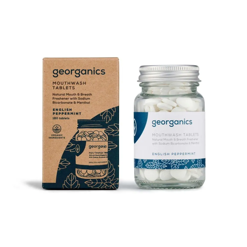 Mouthwash Tablets, English Peppermint Flavour, Georganics