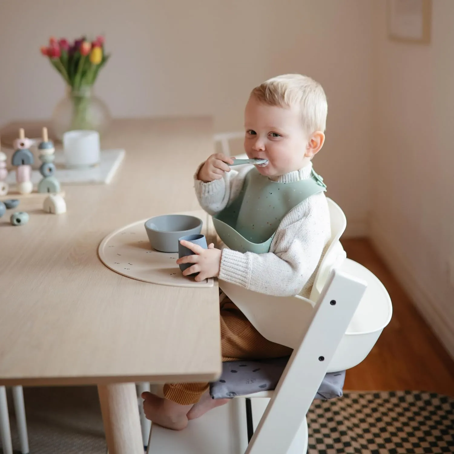mushie Silicone Suction Bowl | BPA-Free Non-Slip Design (Stone)
