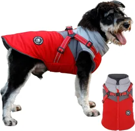 Norbi Dog Winter Coat, Jacket Small Coat with Harness Puppy 2 in 1 Red-A