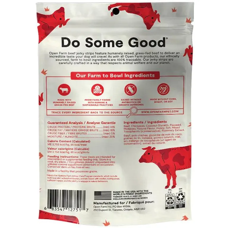 Open Farm Grain-Free Grass-Fed Beef Jerky Strips Dog Treats