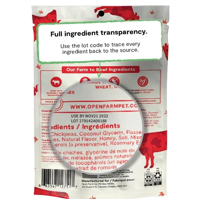 Open Farm Grain-Free Grass-Fed Beef Jerky Strips Dog Treats