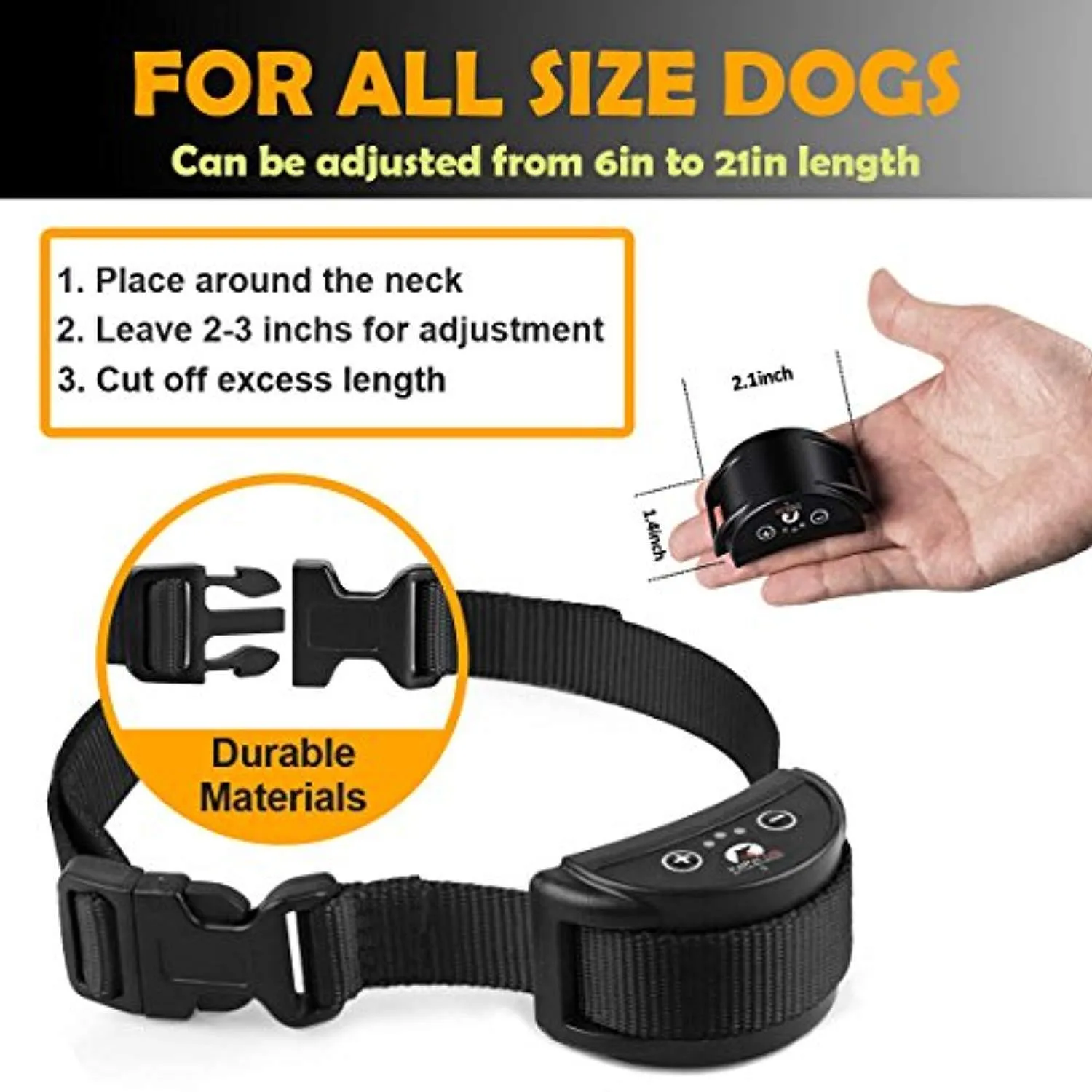 Paipaitek 2018 Upgraded Rechargeable Dog Bark Collar and Anti-Barking with 5 Levels Automatic No Bark Collar for Small Medium Large Dogs No Harm Shock Safe Stop Bark (6 lbs) (Small, Medium, Large)
