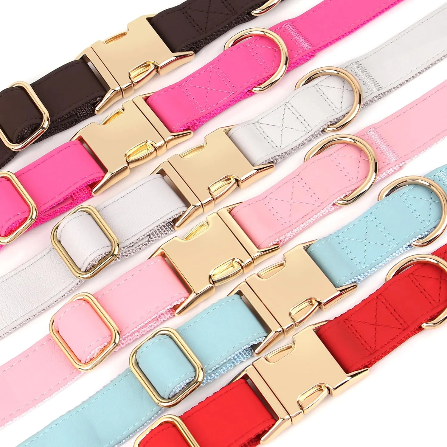 PET ARTIST Soft Leather Dog Collar for Small Dogs, Bright & Classic Nylon Padded Heavy Duty Dog Collar Leather with Quick Release Metal Buckle Adjustable for Male Dogs, Neck Fit 9-14"