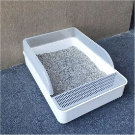 Pet Litter Box Large Space Pet Cat Litter Box Splash Resistance Semi-Enclosed Deodorant Cat Toilet Pan With Shovel for Pet Cats Small Dogs Cat Litter Pan (Color : 1, Size : L)