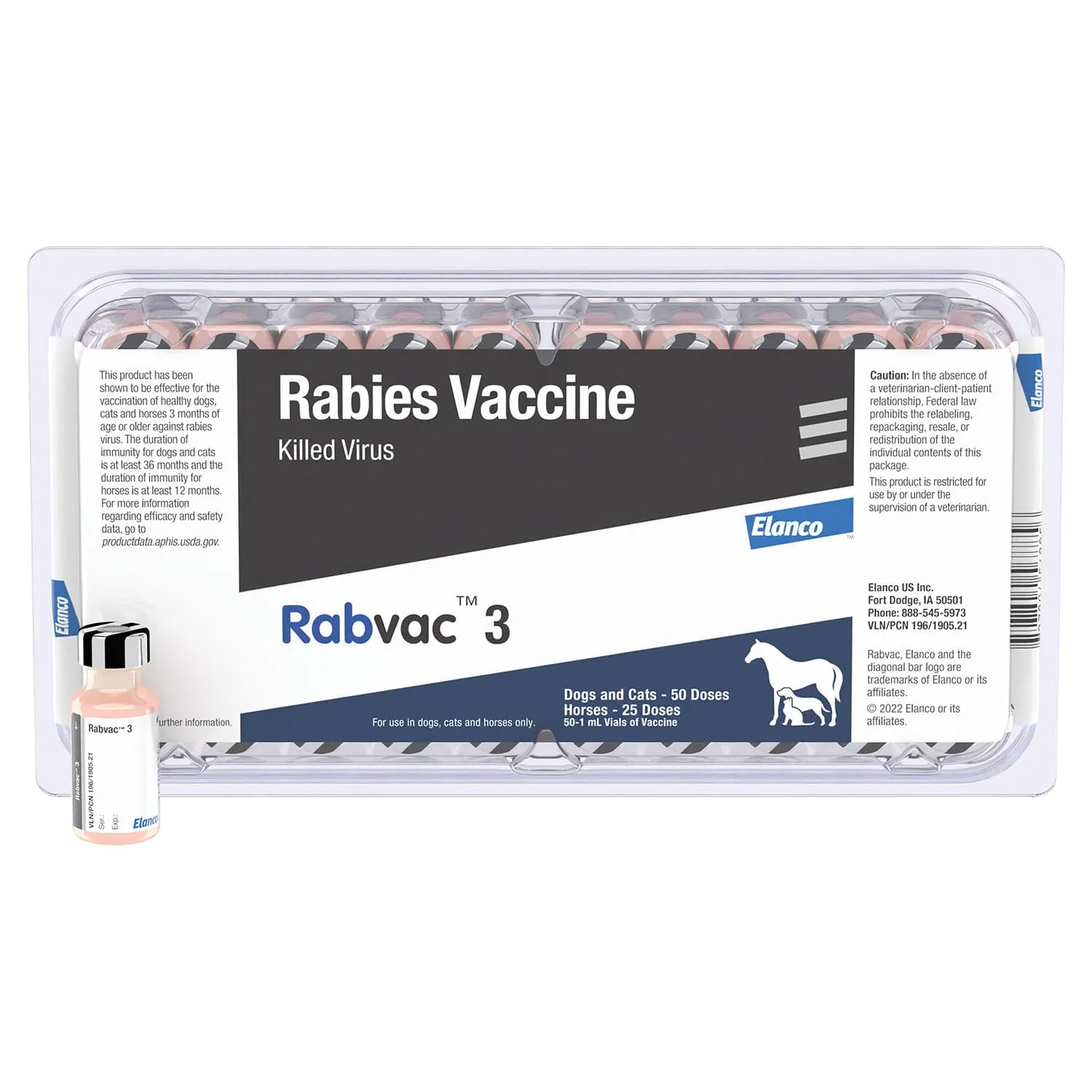 RabVac 3 Rabies Vaccine for Dogs, Cats, & Horses