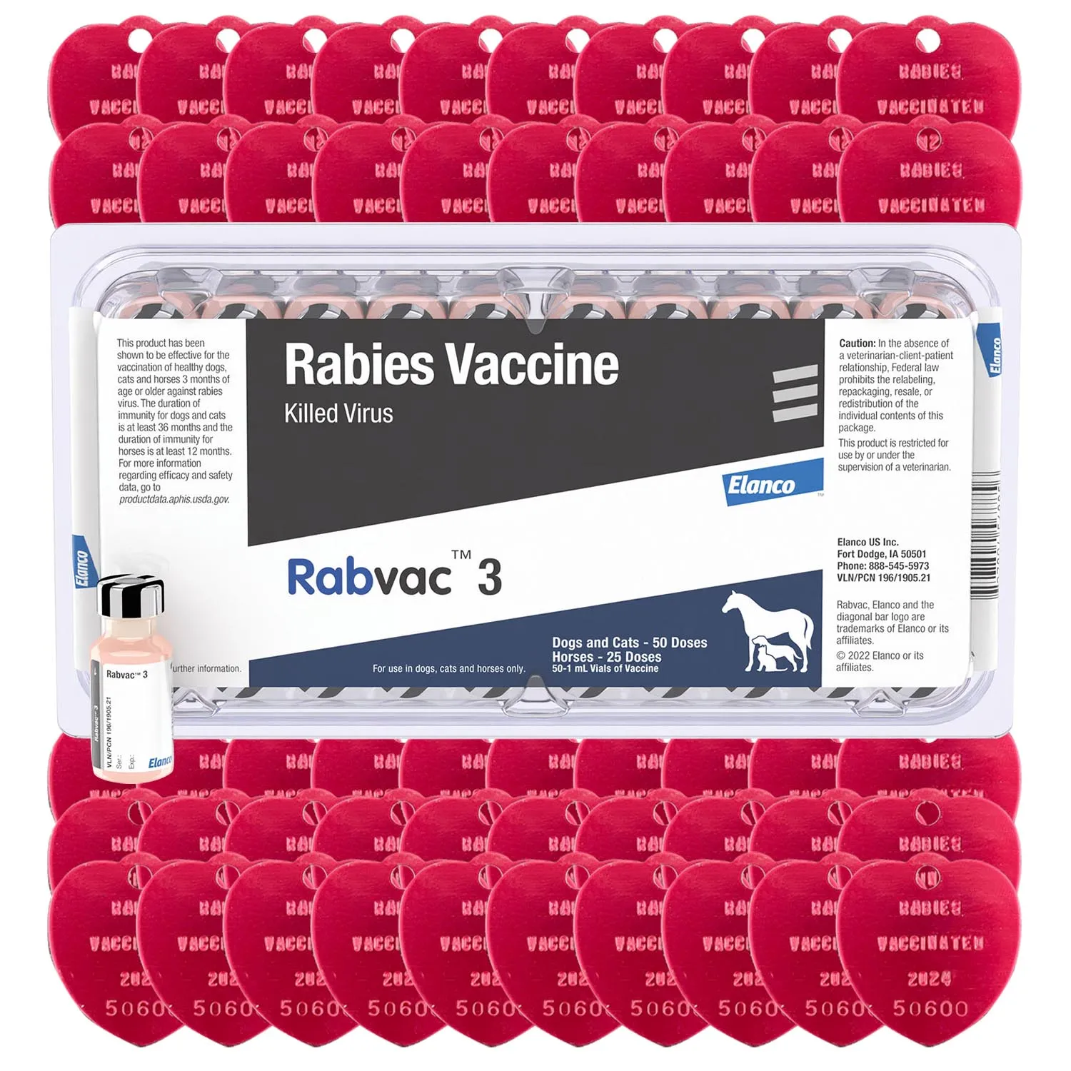 RabVac 3 Rabies Vaccine Kit with Tags