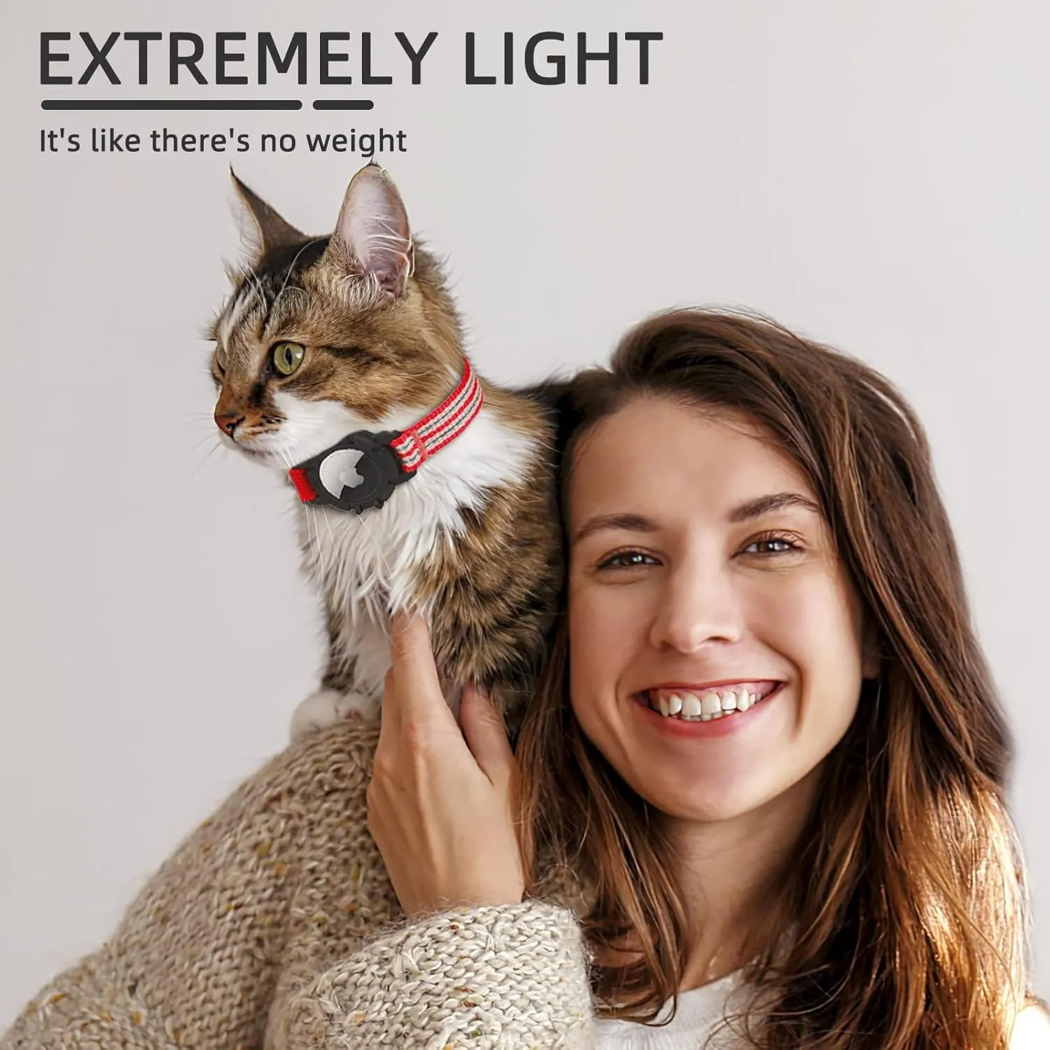 Reflective AirTag Cat Collar, Integrated Kitten Collar with Apple Air Tag Holder, Lightweight Cat Tracker Collars with Bell, Fits for Girl Boy Cats, Kittens and Puppies (Red, XS)