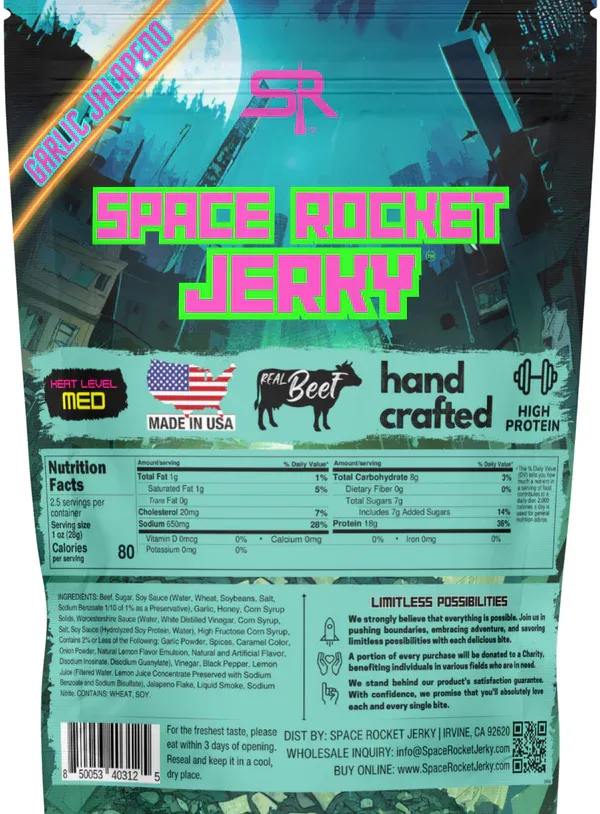 Space Rocket Jerky-Zombie Apocalypse- Garlic Jalapeño Beef Jerky