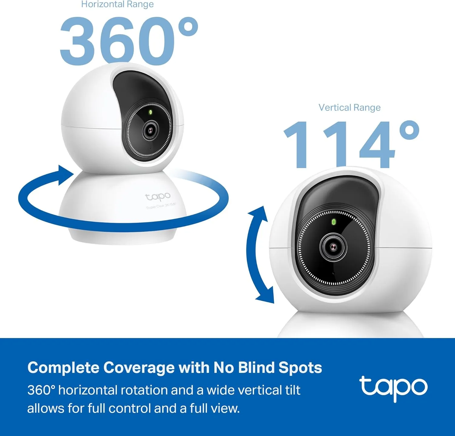 Tapo 3K 5MP Indoor Security Camera for Baby Monitor, Pet Camera w/Smart Motion Tracking, 360 Pan/Tilt, IR Night Vision for Home Security, Works w/Alexa & Google, RoomCam 3K 360