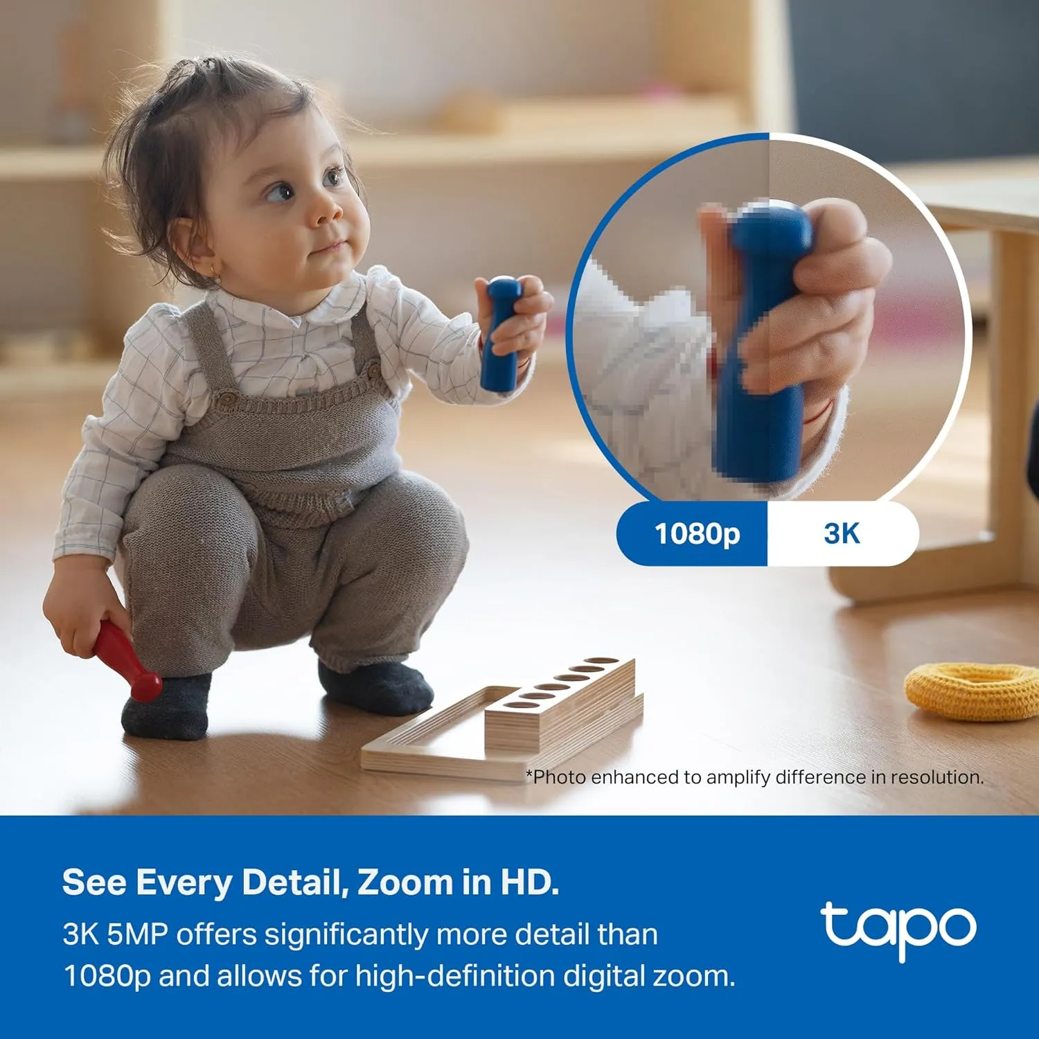Tapo 3K 5MP Indoor Security Camera for Baby Monitor, Pet Camera w/Smart Motion Tracking, 360 Pan/Tilt, IR Night Vision for Home Security, Works w/Alexa & Google, RoomCam 3K 360