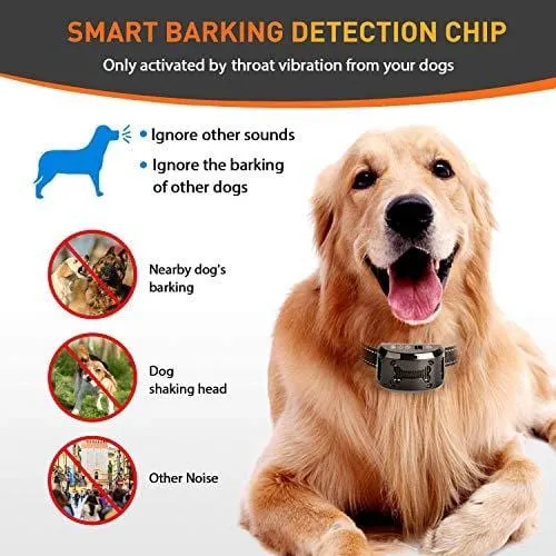 Tebaba Dog Bark Collar - No Bark Collar - Stop Barking with Beep/Vibration/Harmless Shock, Rechargeable and Waterproof Humane No Bark Control for Small Medium and Large Dog