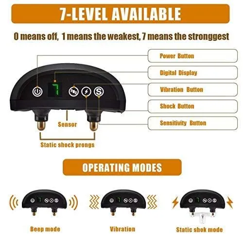 Tebaba Dog Bark Collar - No Bark Collar - Stop Barking with Beep/Vibration/Harmless Shock, Rechargeable and Waterproof Humane No Bark Control for Small Medium and Large Dog