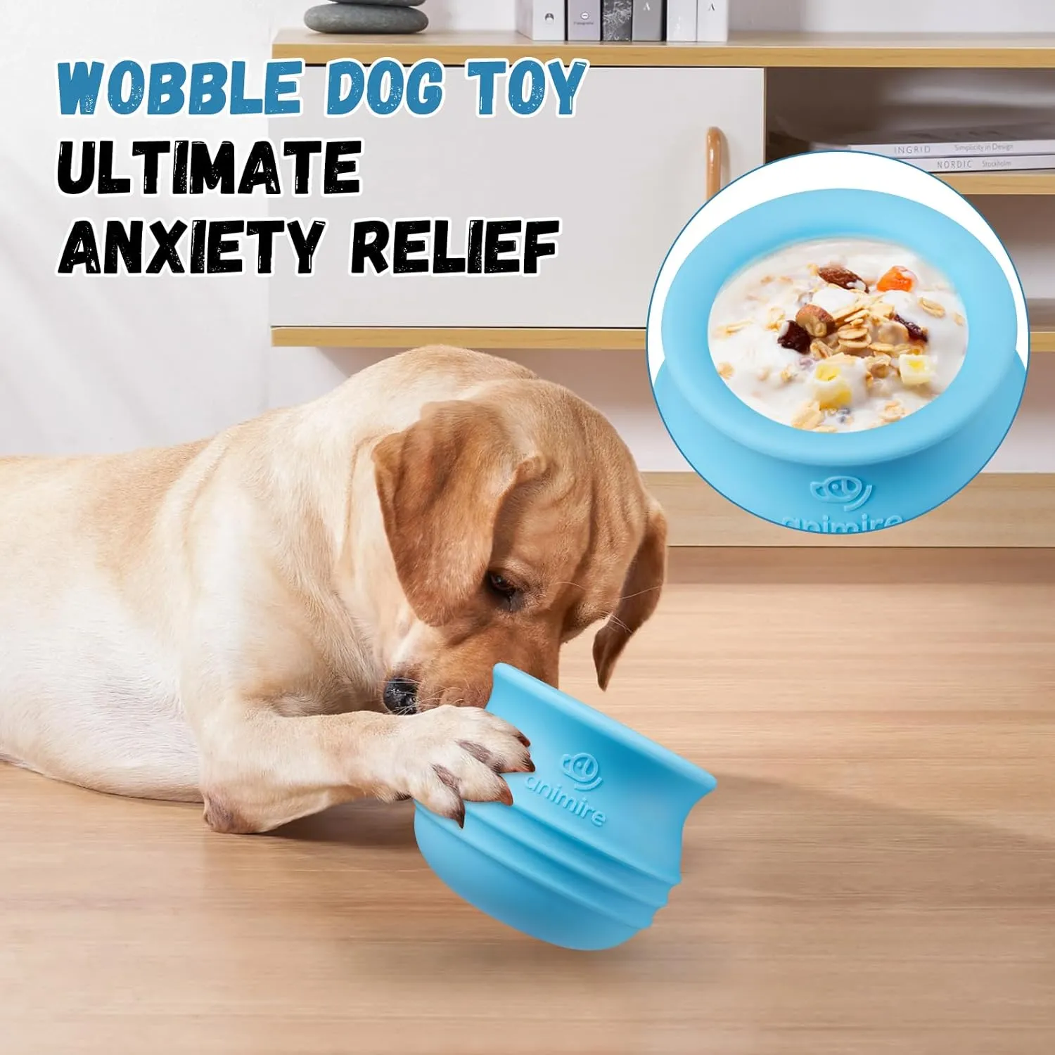 Treat Dispensing Dog Toy, Long-Lasting Interactive Puzzle Toys for Dogs, Stuffable Dog Enrichment Frozen Lick Treat Toy for Boredom, BPA Free Silicone Fetch Catch Chew Toy (Light Blue,S)
