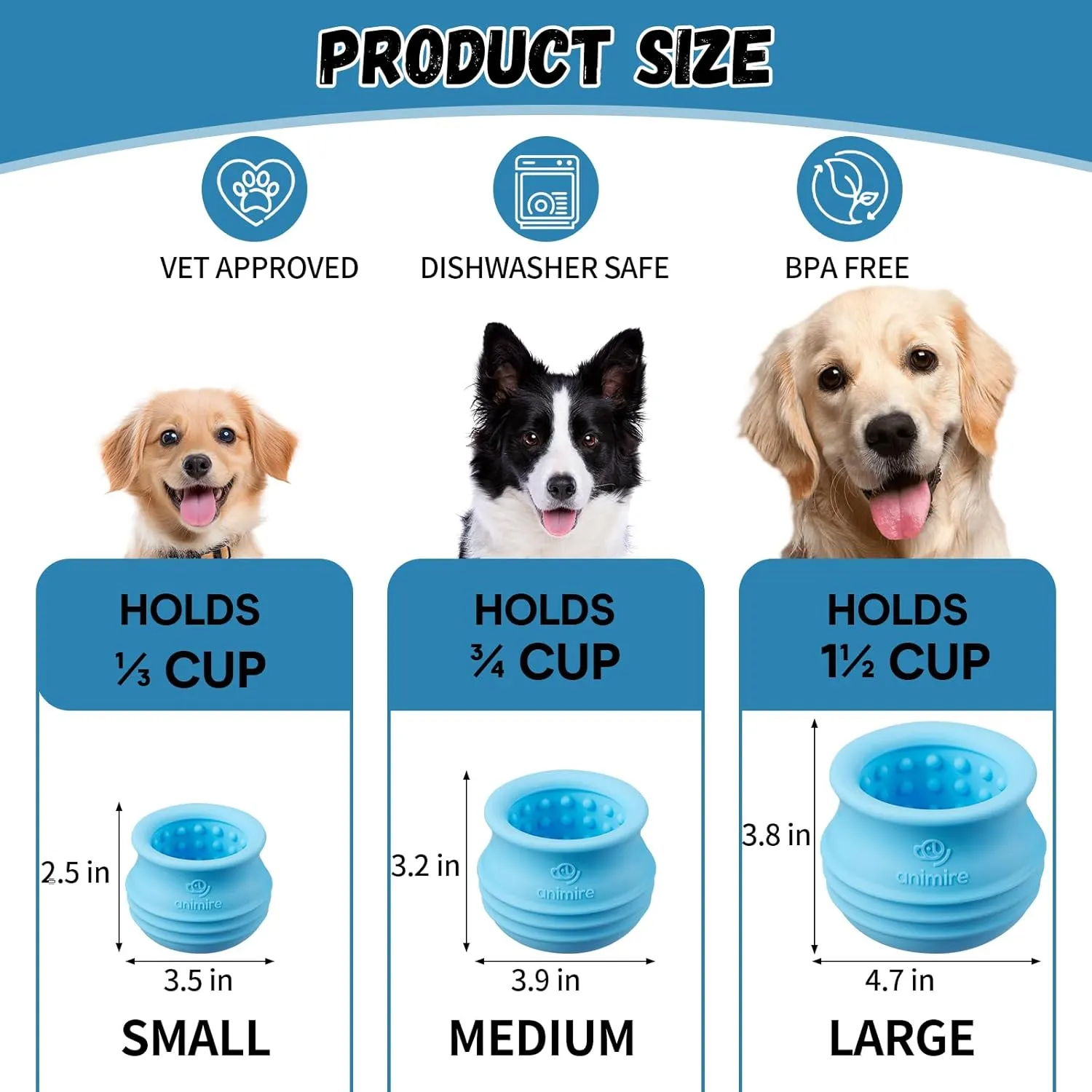 Treat Dispensing Dog Toy, Long-Lasting Interactive Puzzle Toys for Dogs, Stuffable Dog Enrichment Frozen Lick Treat Toy for Boredom, BPA Free Silicone Fetch Catch Chew Toy (Light Blue,S)
