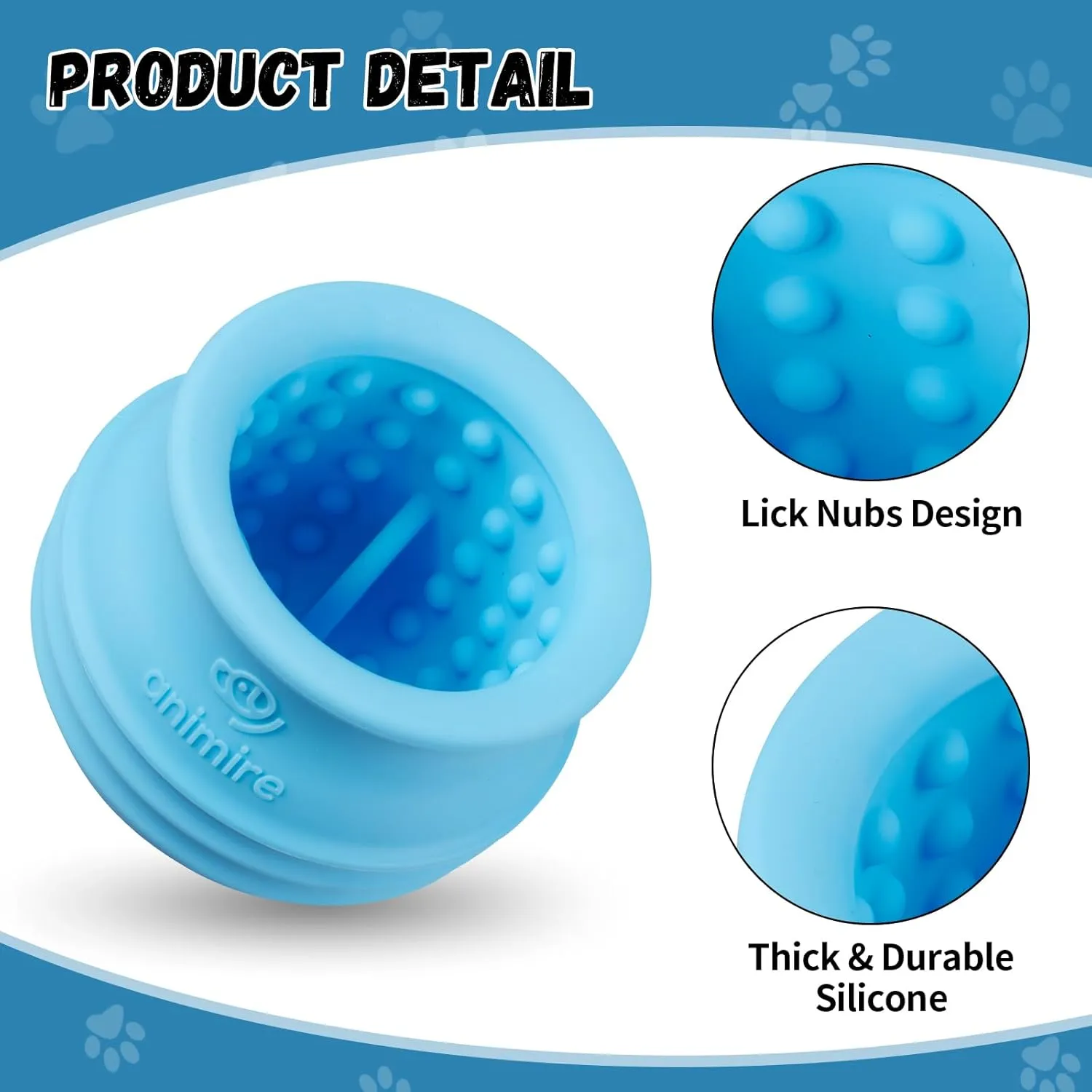 Treat Dispensing Dog Toy, Long-Lasting Interactive Puzzle Toys for Dogs, Stuffable Dog Enrichment Frozen Lick Treat Toy for Boredom, BPA Free Silicone Fetch Catch Chew Toy (Light Blue,S)