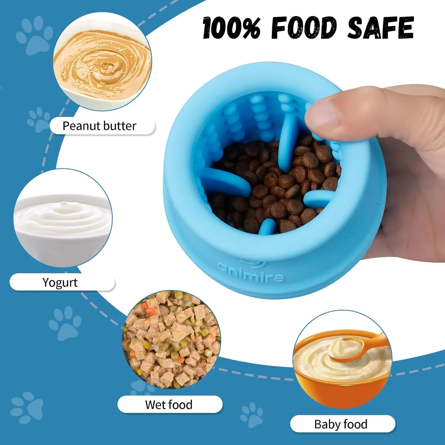 Treat Dispensing Dog Toy, Long-Lasting Interactive Puzzle Toys for Dogs, Stuffable Dog Enrichment Frozen Lick Treat Toy for Boredom, BPA Free Silicone Fetch Catch Chew Toy (Light Blue,S)