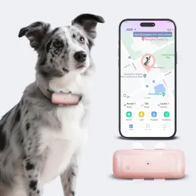 TSK Cat Dog GPS Tracker Smart Waterproof Tracker with Real-Time Location Escape Alerts Activity Monitor for Dogs Cats 6.5lbs  Pink