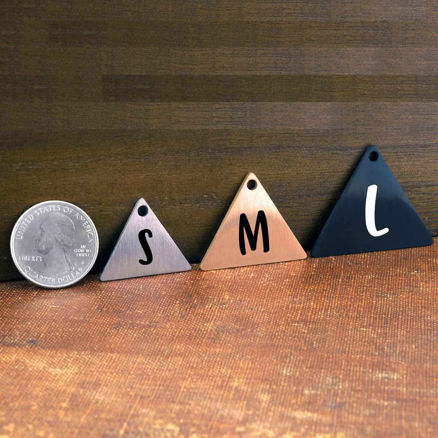 Ultra Joys Triangle Large Rose Gold Stainless Steel Personalized Dog Cat Engraved Custom Identification Tag