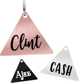 Ultra Joys Triangle Large Rose Gold Stainless Steel Personalized Dog Cat Engraved Custom Identification Tag