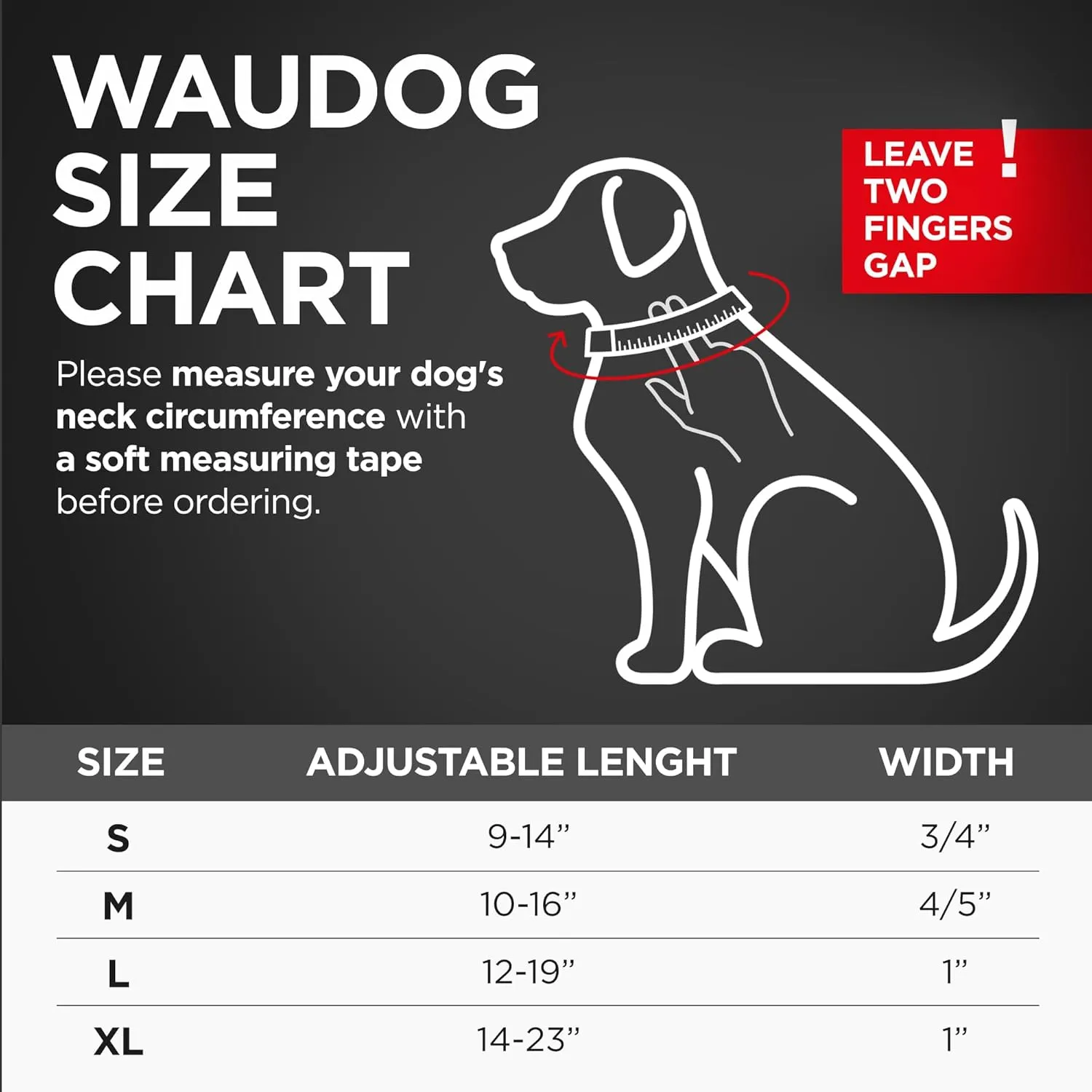 WAUDOG Waterproof Dog Collar - Adjustable Dog Collar for Large Dogs, Small and Medium Dogs - Heavy Duty Dog Collars with Durable Metal Clasp and QR Dog Tag - Boy & Girl Dog Collars