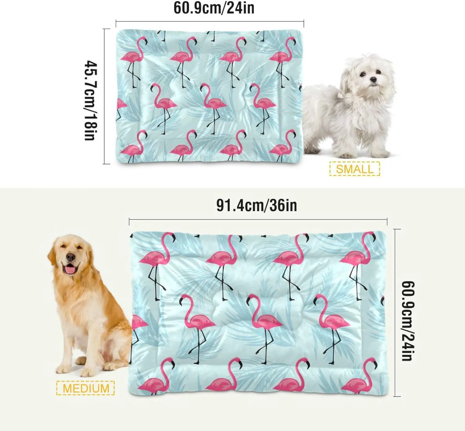 xigua Flamingo Pet Bed, Soft Anti-Slip Dog Cat Bed Pet Mattress for Small Medium Large Dogs and Cats, 24 x 18 Inch