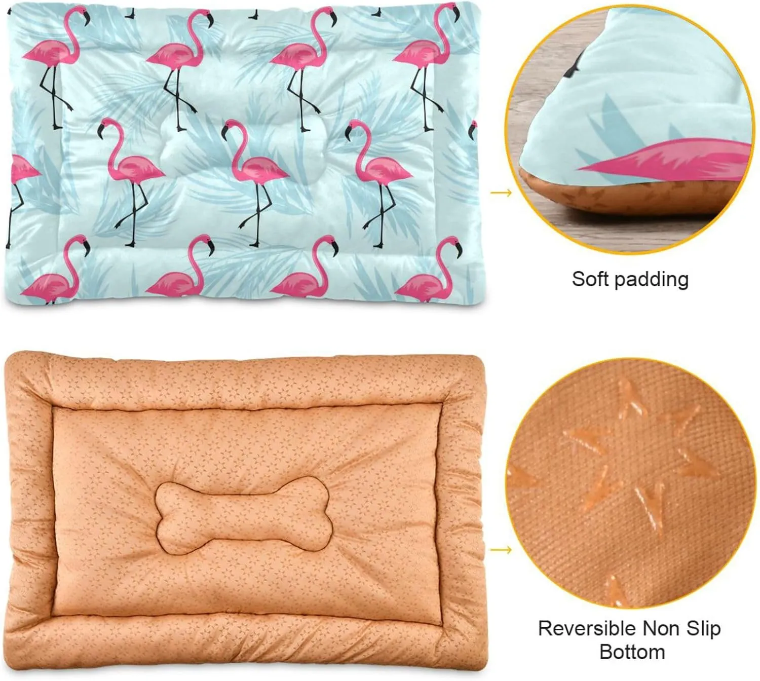 xigua Flamingo Pet Bed, Soft Anti-Slip Dog Cat Bed Pet Mattress for Small Medium Large Dogs and Cats, 24 x 18 Inch