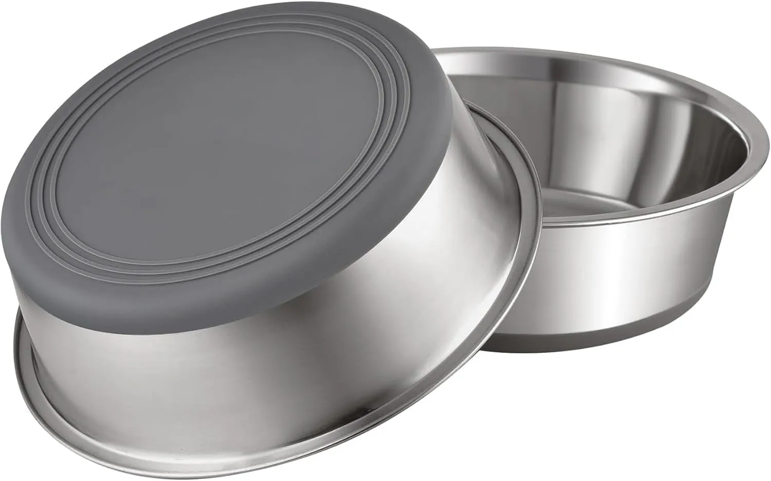 YINGFAN Stainless Steel Dog Bowls, 2 Pack Metal Dog Bowls with Non-Slip Rubber Base, Durable Food and Water Bowl for Small, Puppy Dogs, Holds 2 Cups, BPA-Free, Dishwasher Safe (Gray)