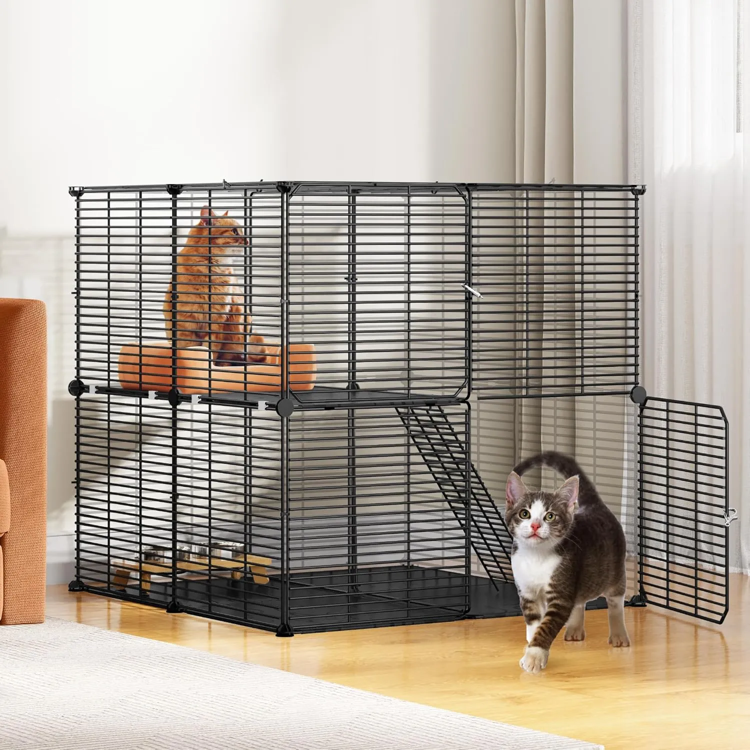 YITAHOME 2 Tier Cat Cage Indoor Cat Enclosures, Versatile DIY Playpen for Kitten Small Animals, Ideal for Home, RV Travel, and Camping