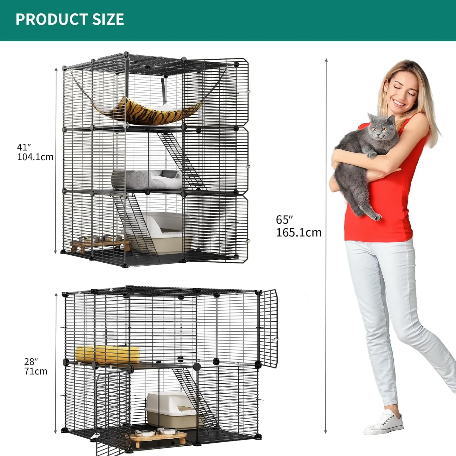 YITAHOME 2 Tier Cat Cage Indoor Cat Enclosures, Versatile DIY Playpen for Kitten Small Animals, Ideal for Home, RV Travel, and Camping